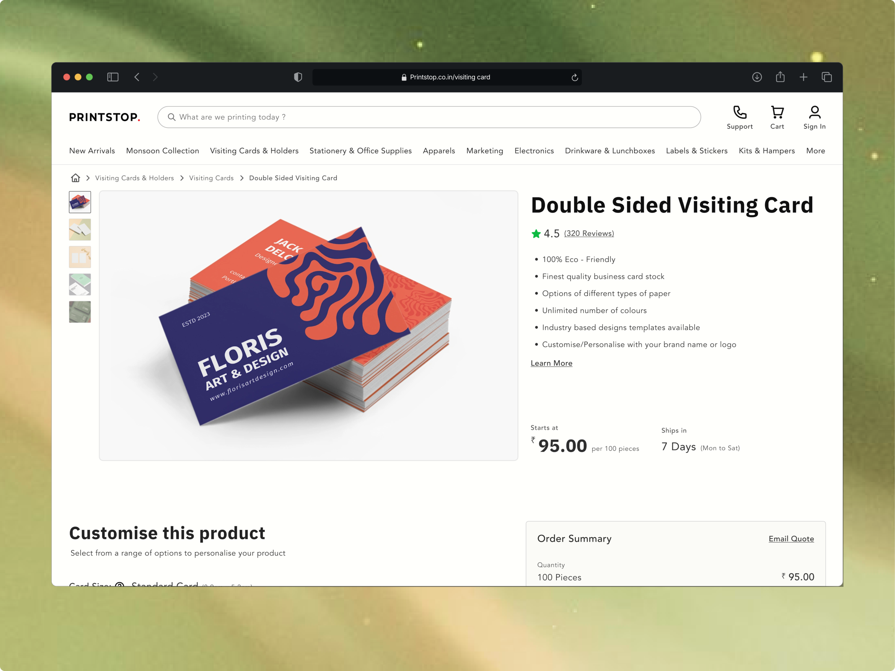 PrintStop product customisation interface